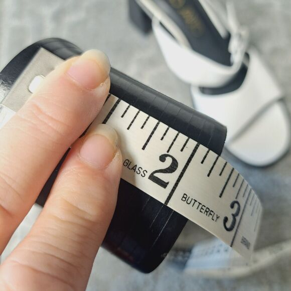 FRANCO SARTO Slip On Sandals WOMENS SIZE 8.5M white leather heeled open toe twee - Picture 9 of 12